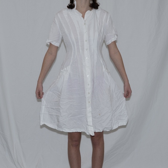 Together Dresses & Skirts - Vintage 80s pleated mini dress white size 10 rayon together